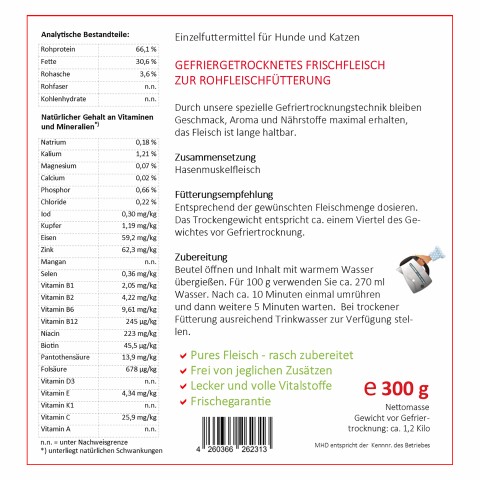 Hond Kat Accessories B.A.R.F. BARF haas 300g 1 Stuk -2- Anifit